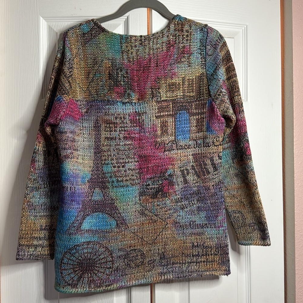 Chichkoyan France Colorful Graphic Knit Sweater Size 2 - Picture 6 of 9